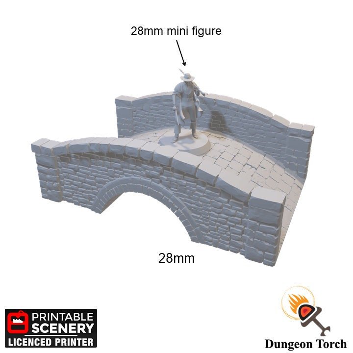 Stone Footbridge 15mm 28mm 32mm for D&D Terrain, DnD Pathfinder Wargame Bridge