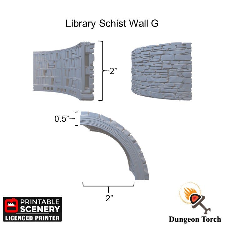 Library Bookcase Schist Wall Tiles 28mm for D&D Terrain, Modular OpenLOCK Building Tiles, DnD Medieval Village Stone Wall Tiles