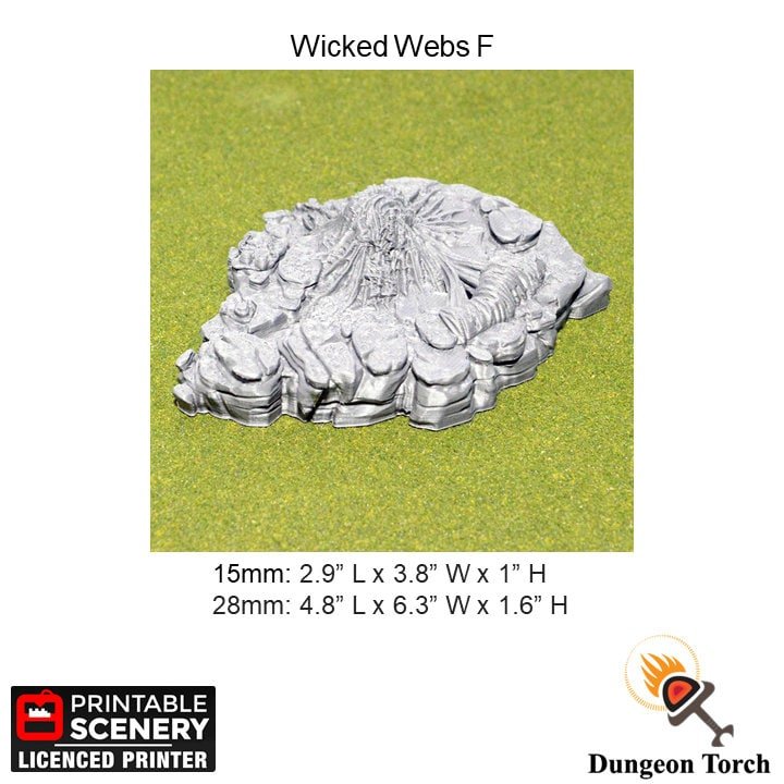 Wicked Webs 15mm 28mm for D&D Terrain, DnD Pathfinder Underdark Spider Cave Cavern, Out of the Abyss