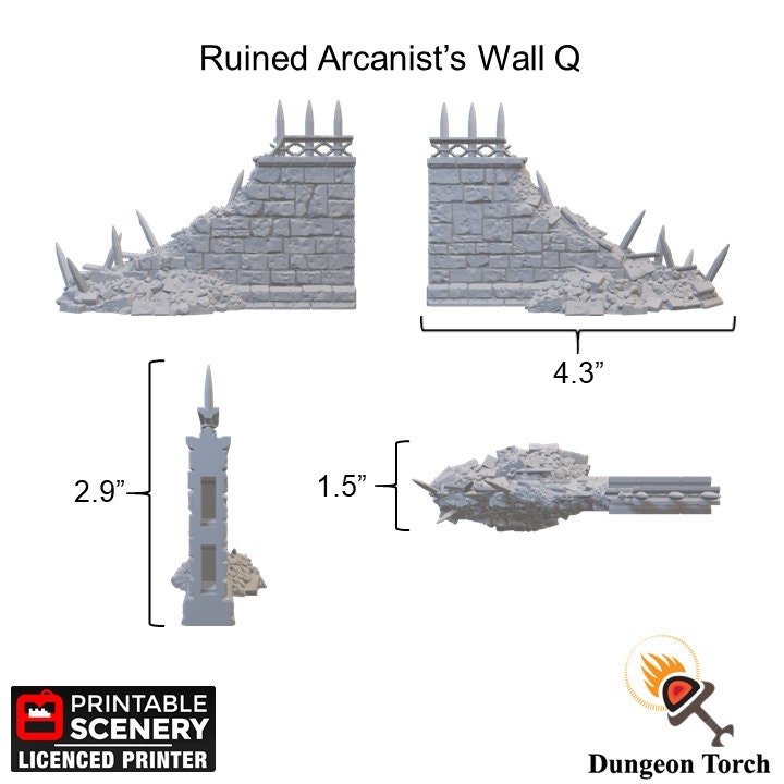 Ruined Arcanist's Stone Wall Tiles 28mmfor D&D Terrain, Modular OpenLOCK Building Tiles, DnD Pathfinder Medieval Village Terrain