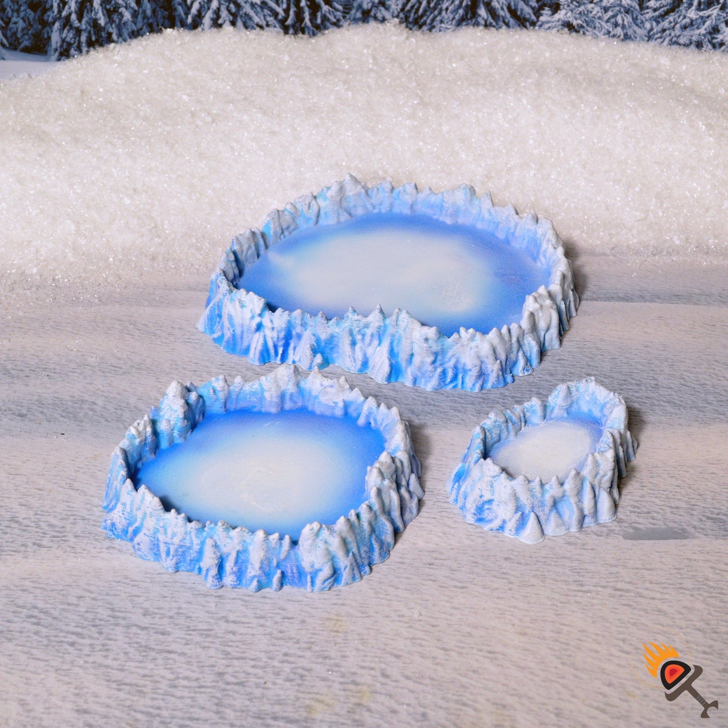 Icy Pits 15mm 28mm for D&D Terrain, DnD Pathfinder Frozen Ponds, Frostgrave, Icewind Dale
