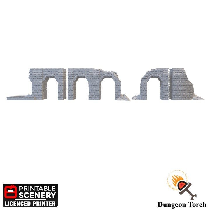 Ancient Aqueduct Rubble 15mm 28mm 32mm for D&D Terrain, DnD Warhammer 40k New Eden Ancient Civilization Ruins, Wargame Terrain