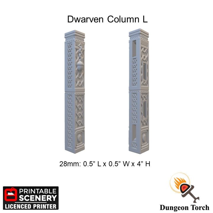 Dwarven Columns 28mm Sets of 4, Modular OpenLOCK Building Tiles, D&D DnD Pathfinder Terrain