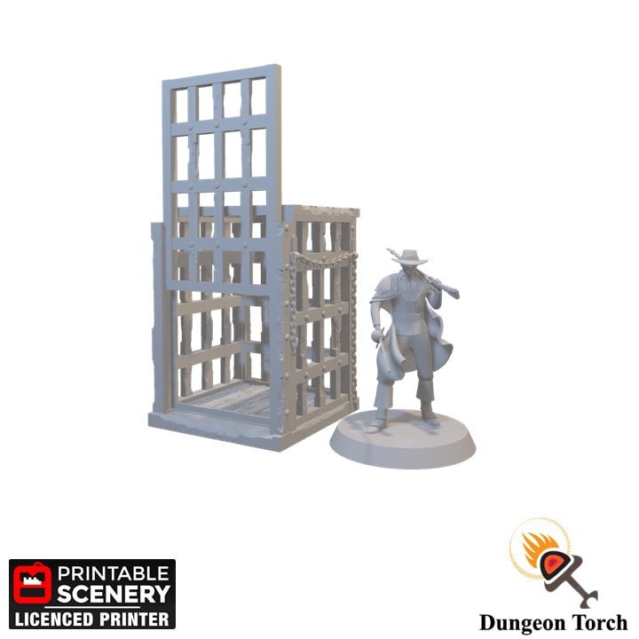 Miniature Iron Cage 28mm 32mm 42mm 50mm for D&D Terrain, DnD Pathfinder Fighting Pit Pirate Bandit Cage