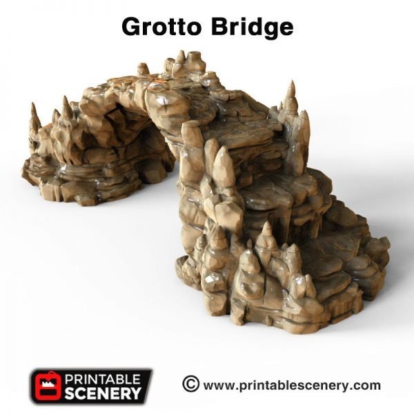 Grotto Bridge 15mm 28mm 32mm for D&D Terrain, DnD Pathfinder Underdark Cavern Out of the Abyss Fantasy Rocks