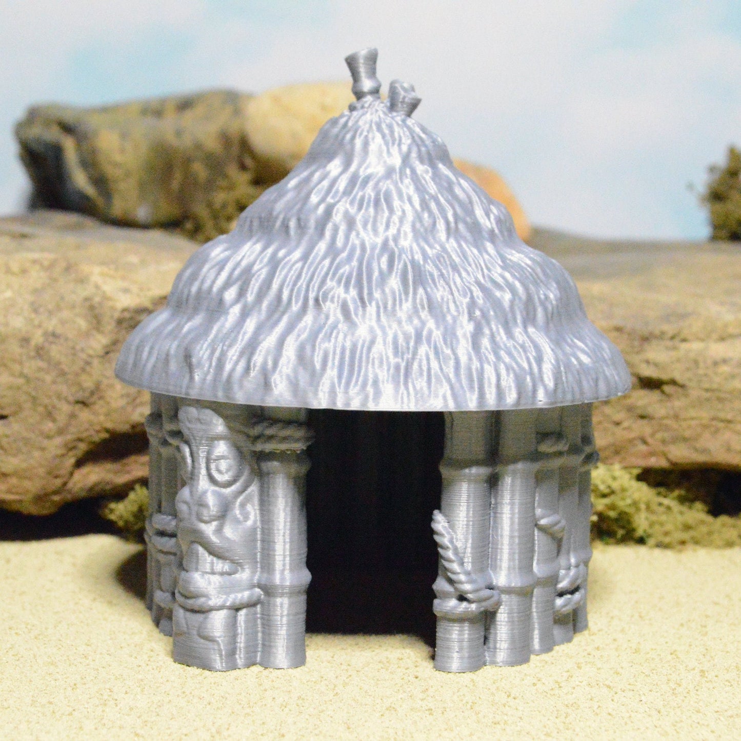 Bamboo Hut Small 28mm 32mm for D&D Terrain, DnD Pathfinder Tribal Coastal Village, Depths of Savage Atoll