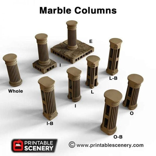 Miniature Marble Columns 15mm 28mm Sets of 4 for D&D Terrain, Modular OpenLOCK Building Tiles