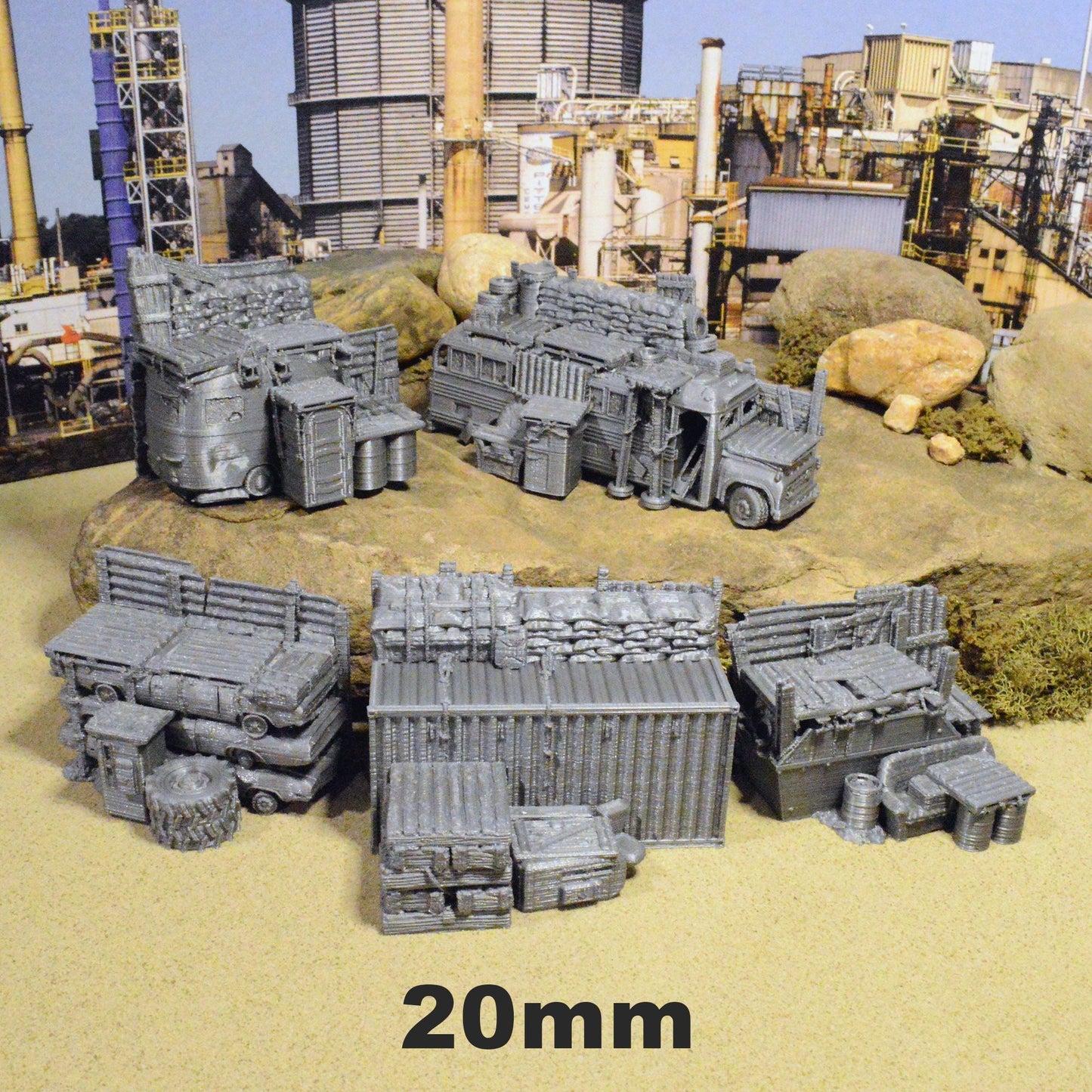 Junkfort Ramparts 20mm 28mm 32mm for Gaslands Terrain, Fallout Urban Post-Apocalyptic Wasteland Barricades