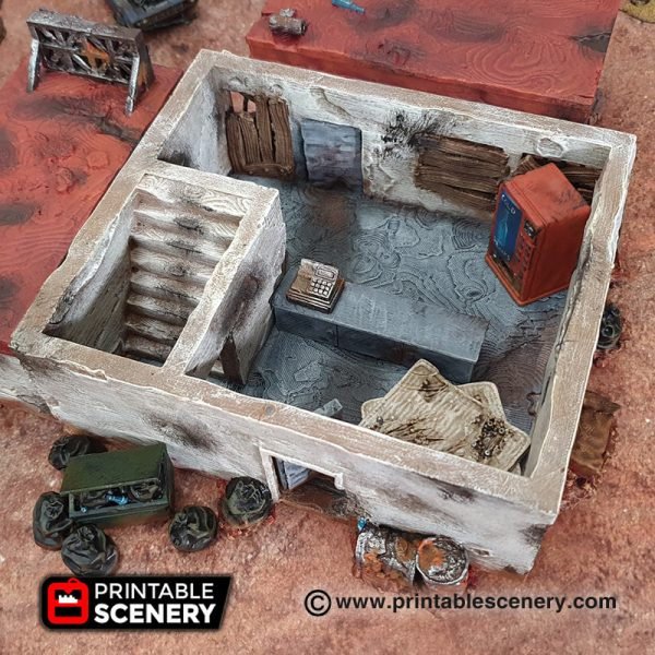 Miniature Derelict Gas Station 15mm 20mm 28mm 32mm for Gaslands Terrain, Urban Fallout Post-Apocalyptic, This is Not a Test