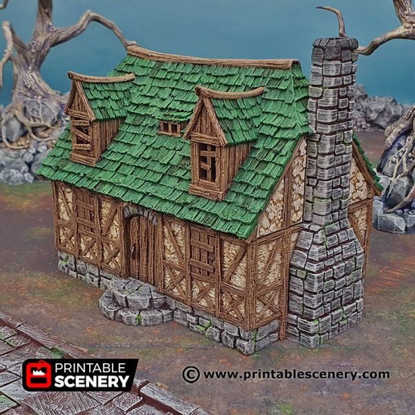 Perfectly Normal House 15mm 28mm 32mm for D&D Terrain, Not a Mimic House, DnD Ravenloft Shadowfell Pathfinder Cottage