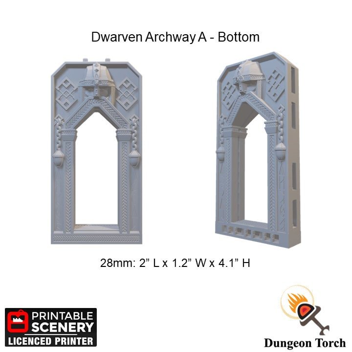 Dwarven Archway 28mm for D&D Terrain, Modular OpenLOCK Building Tiles, DnD Pathfinder Dungeon Terrain