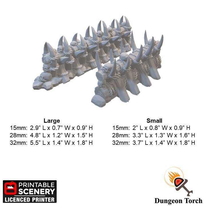 Tribal Tusk Fence 15mm 28mm 32mm for D&D Terrain, DnD Pathfinder Warhammer 40k Orc Goblin Barricades