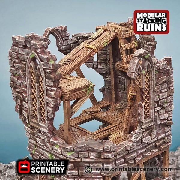 Tower of Insanity Ruins 15mm 28mm for D&D Terrain, DnD Pathfinder Ravenloft Shadowfell Wizard Sorcerer Arcanist's Tower