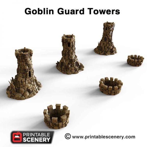 Goblin Guard Towers 28mm for D&D Terrain, DnD Pathfinder Warhammer 40k Orc Towers