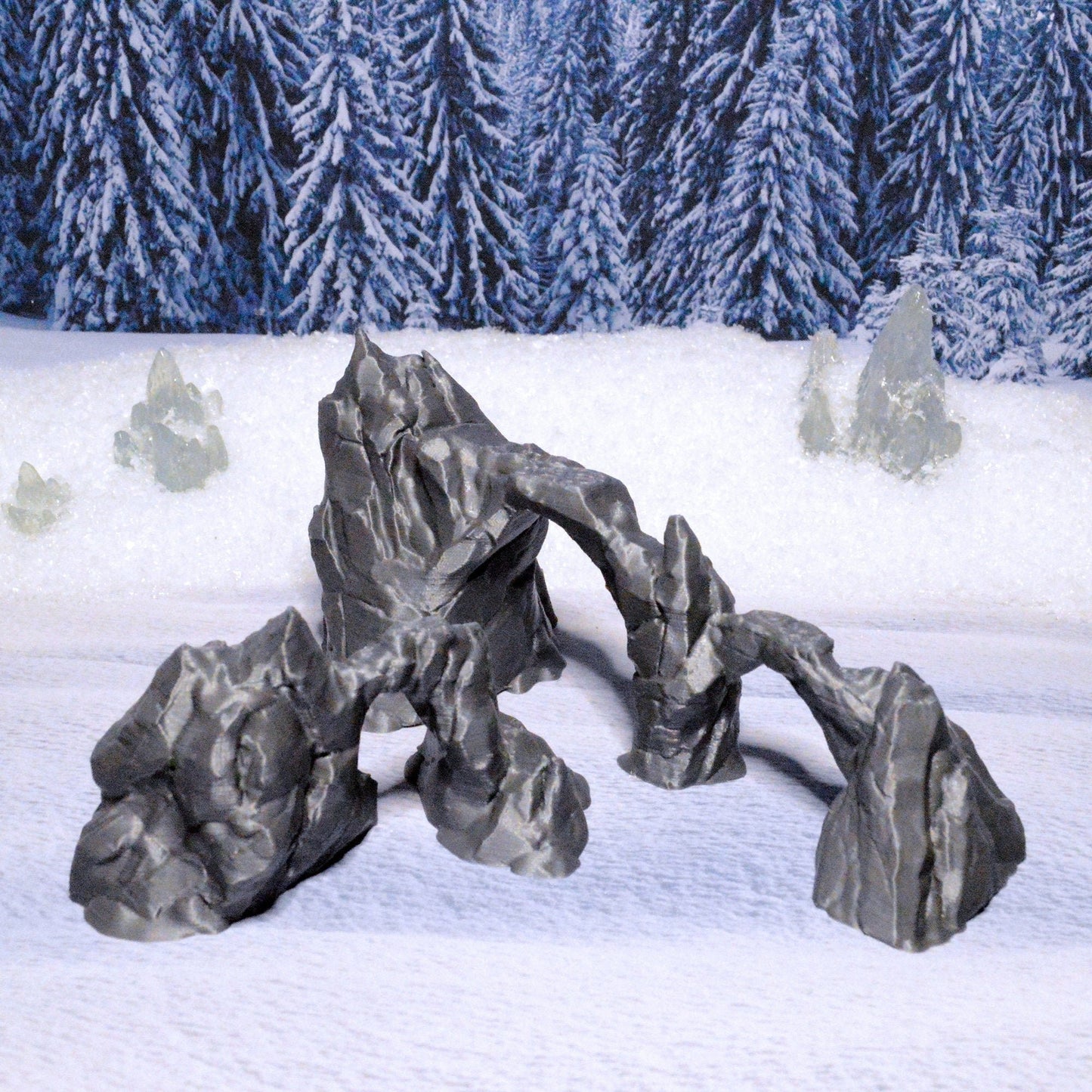 Snowy Rock Spines 15mm 28mm for D&D Icewind Dale Terrain, DnD Pathfinder Arctic Frozen Icy