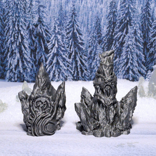 Ice Totems 15mm 28mm 32mm for D&D Icewind Dale Terrain, DnD Pathfinder Arctic Frozen Snowy Icy