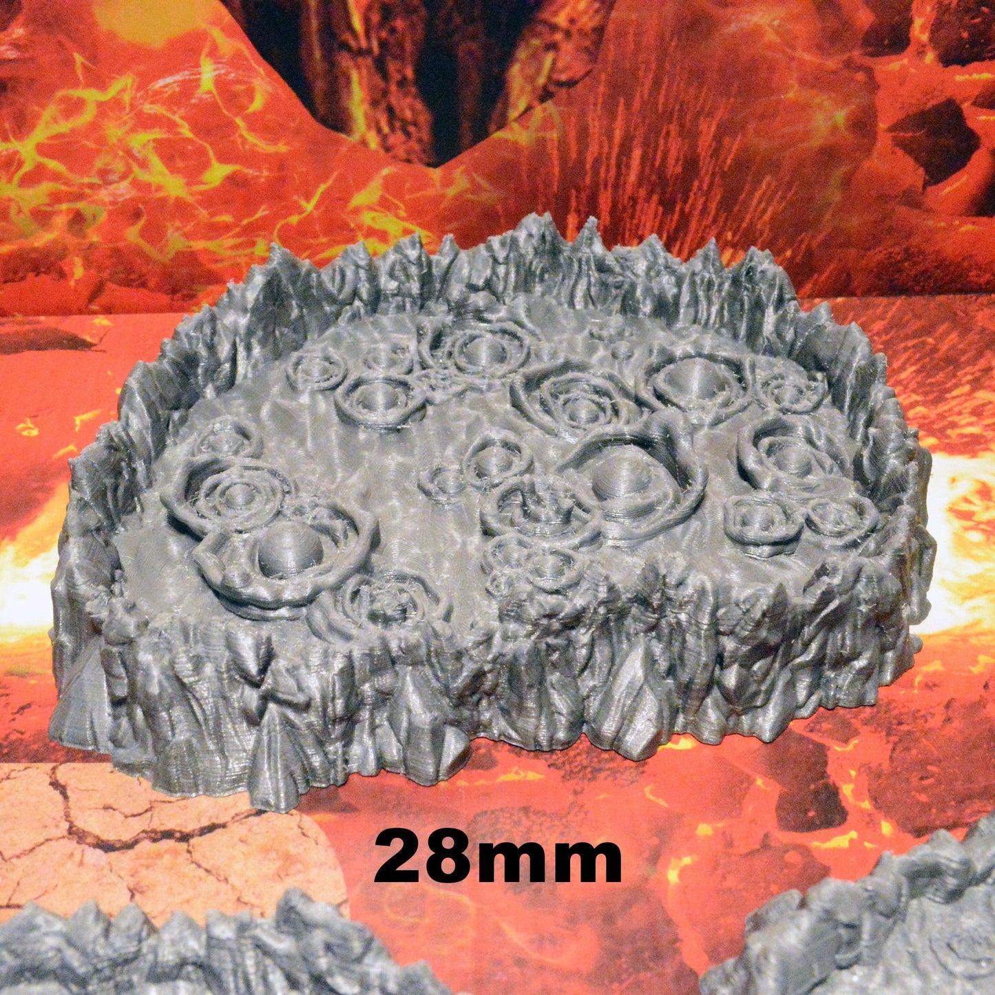 Burbling Lava Pits 15mm 28mm for D&D Terrain, Fire Molten Magma for DnD Pathfinder Wargame Skirmish Demon Terrain
