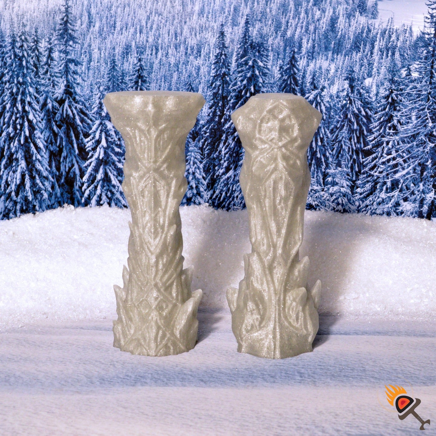 Ice Columns 15mm 28mm 32mm for D&D Icewind Dale Terrain, DnD Frostgrave Arctic Snowy Icy Frozen Pillars