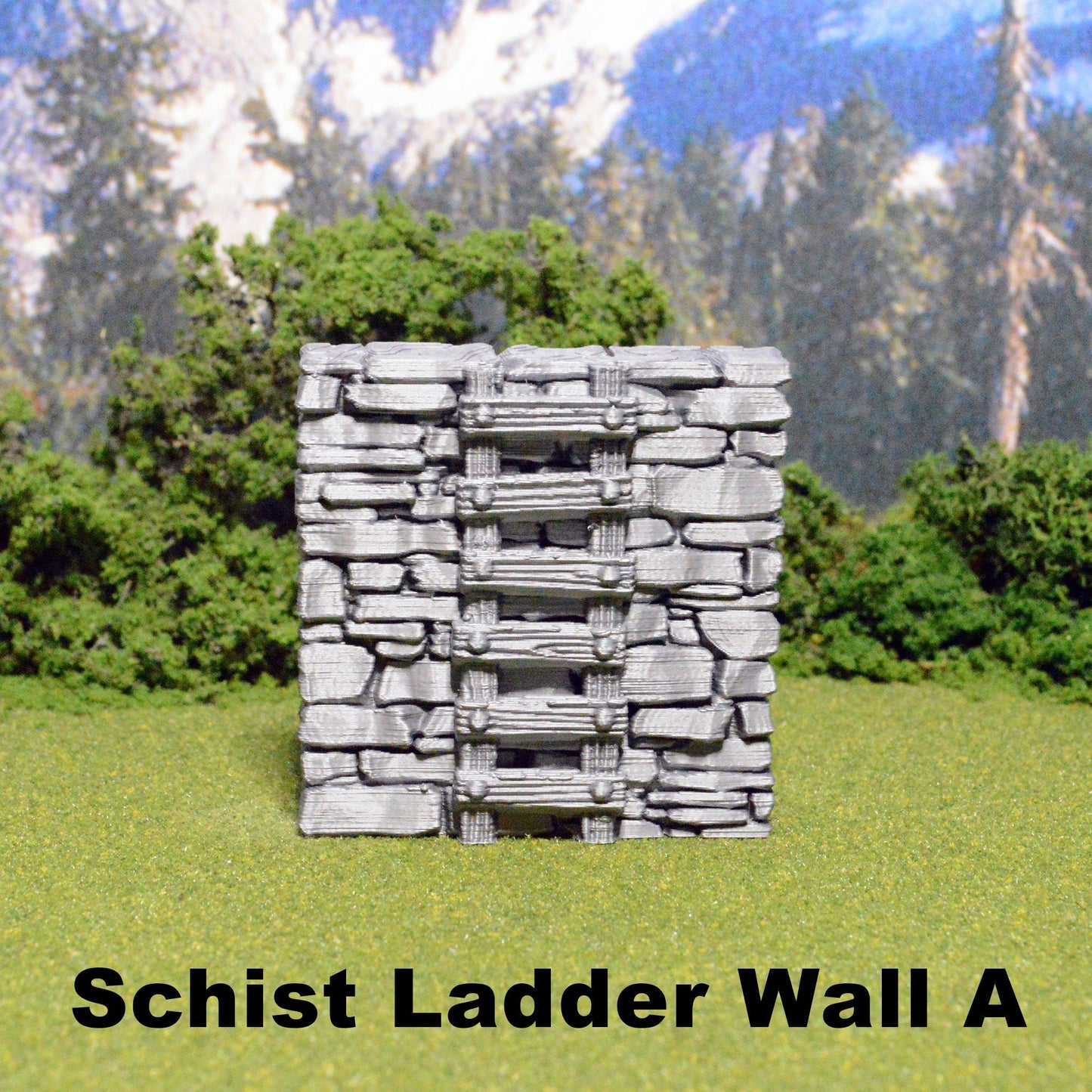 Schist Ladder Wall Tiles 28mm for D&D Terrain, Modular OpenLOCK Building Tiles, DnD Medieval Village Stone Wall Tiles