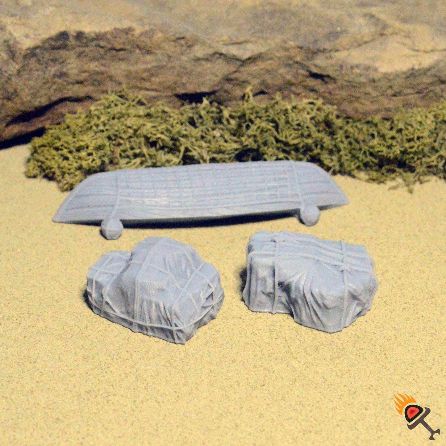 Flipped Fishing Boat and Tarped Cargo 15mm 28mm 32mm for D&D Terrain, DnD Pathfinder Pirate Coastal