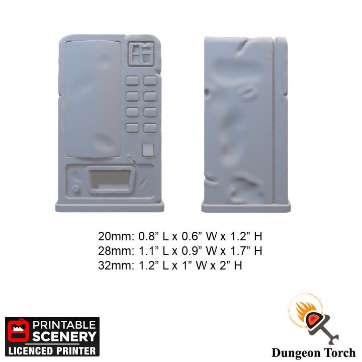Convenience Store Furniture 20mm 28mm 32mm for Gaslands Terrain, Fallout Wasteland Urban Post-Apocalyptic, Soda Machine Garbage Bags Barrels