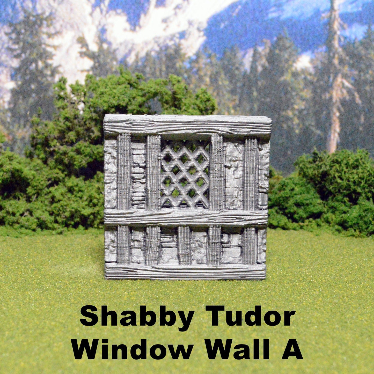 Shabby Tudor Window Wall Tiles 28mm for D&D Terrain, Modular OpenLOCK Building Tiles, DnD Medieval Village Ramshackle Stone Wall Tiles