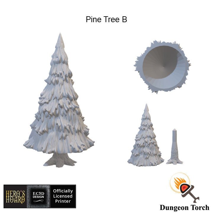 Miniature Pine Trees 15mm 28mm 32mm for D&D Terrain, DnD Pathfinder Wargame Forest, Gift for Tabletop Gamers and Diorama Enthusiasts