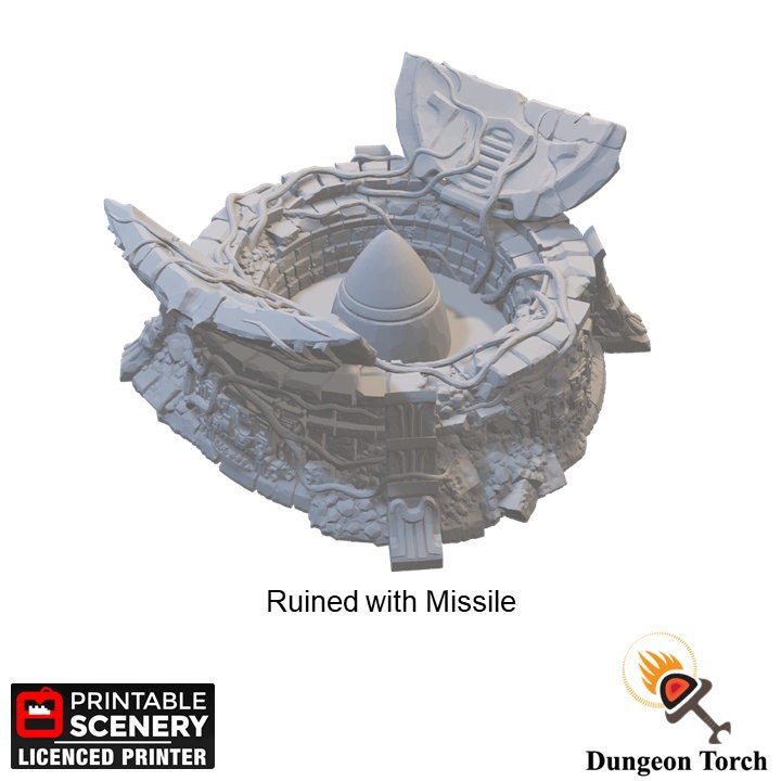 Ancient Missile Silo 15mm 28mm for D&D Terrain, DnD Pathfinder Warhammer 40k Age of Sigmar, Alien Ruins
