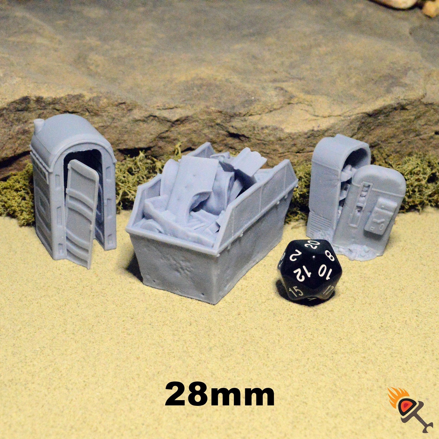 Scrapyard Vending Machine, Skip Bin and Toilet 15mm 20mm 28mm 32mm for Gaslands Terrain, Urban Fallout Post-Apocalyptic, This is Not a Test