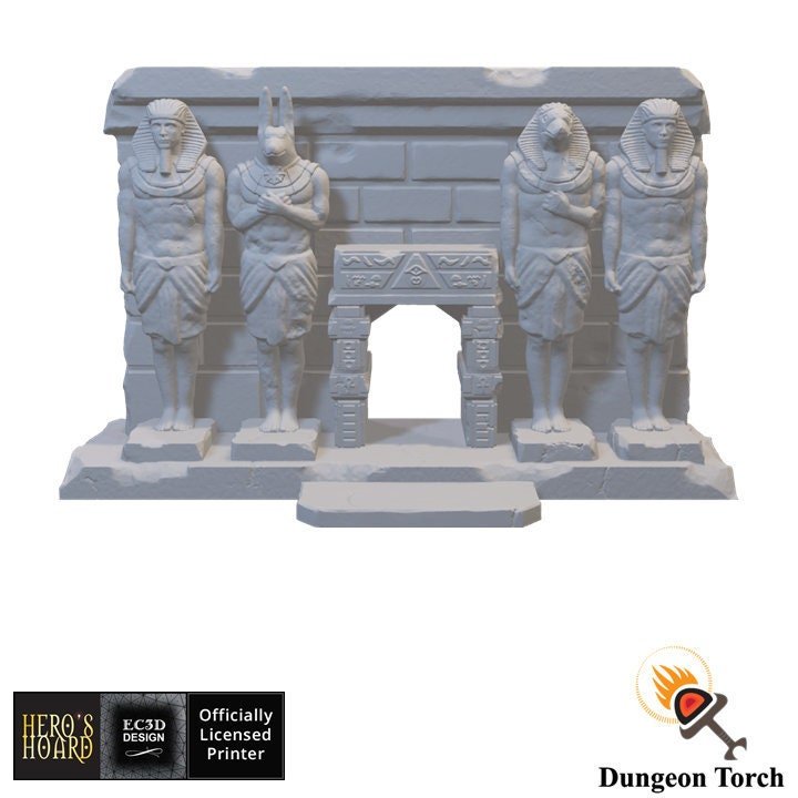 Desert Temple Facade 15mm 28mm for D&D DnD Pathfinder Terrain, Empire of Scorching Sands, Egyptian Statues