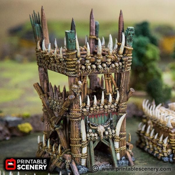 Tribal Tower 28mm for D&D Terrain, DnD Pathfinder Warhammer 40k Orc and Goblin Village