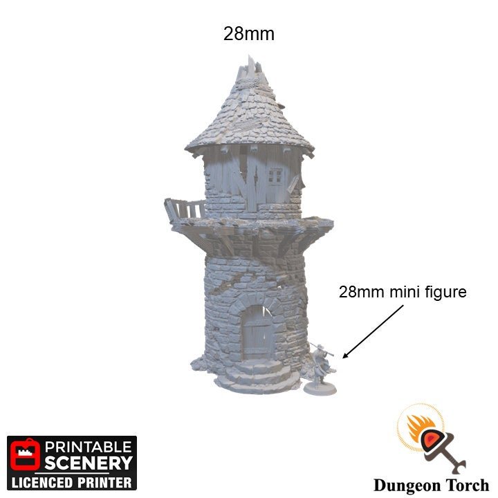 Hermit's Tower 15mm 28mm 32mm for D&D Terrain, DnD Pathfinder Ravenloft Shadowfell Ruins