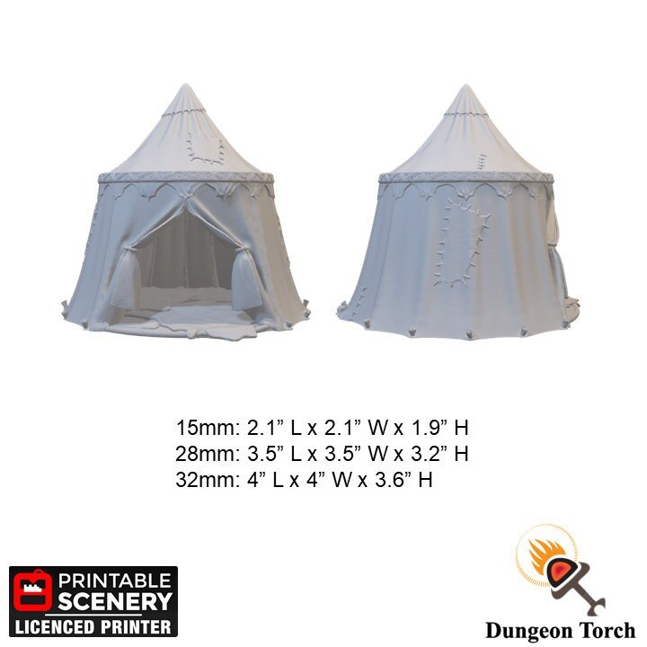 Traveler's Camp 15mm 28mm 32mm for D&D Terrain, Adventurer's Campsite for DnD Pathfinder, Tents Firepits Cargo Wagon Horse Caravan