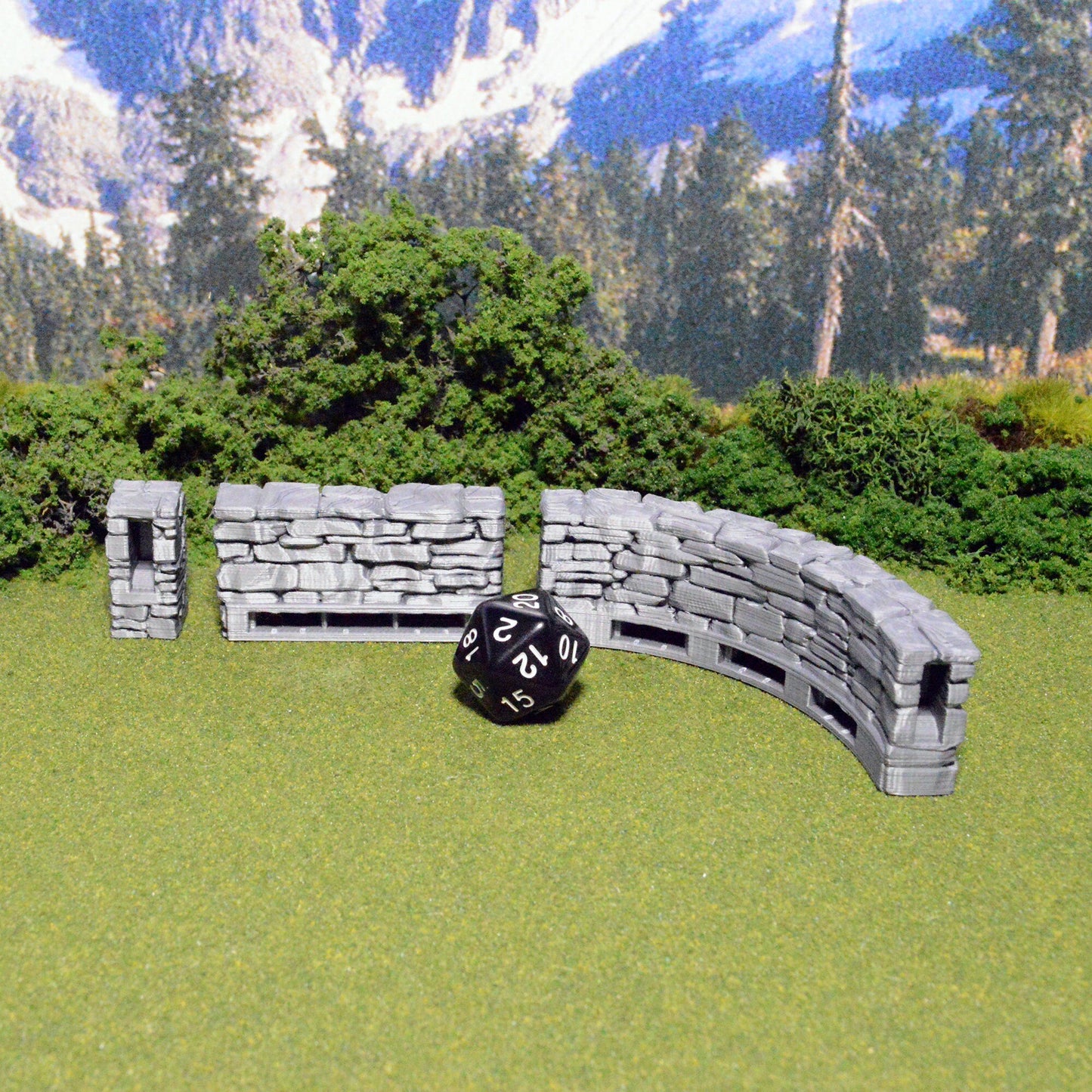 Schist Low Wall Tiles 28mm, Modular OpenLOCK Building Tiles, DnD Stone Wall Tiles, D&D Village Terrain