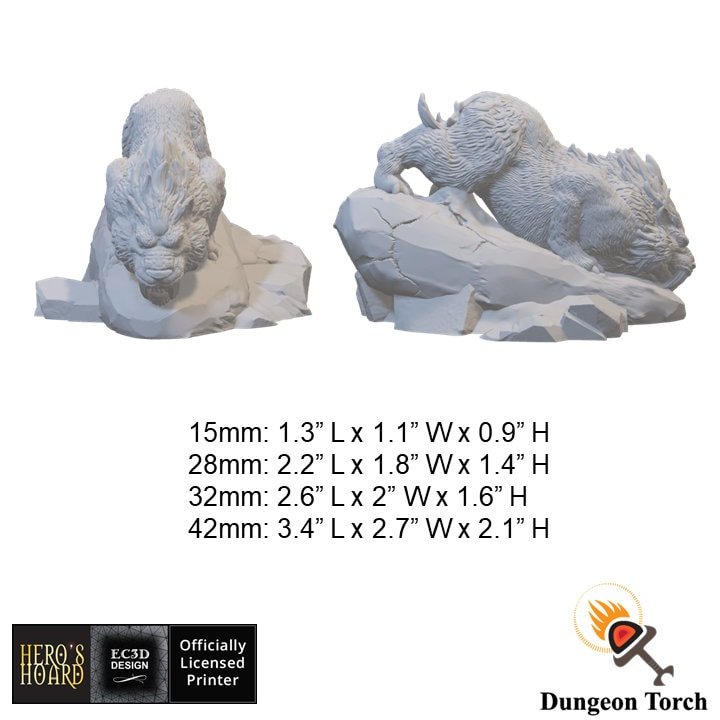 Miniature Sabertooth for D&D Icewind Dale Terrain 15mm 28mm 32mm 42mm, Sneaking Crag Cat for DnD Pathfinder Arctic Frozen Snowy Icy Animal