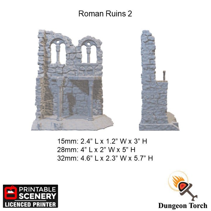 Roman Ruins 15mm 28mm 32mm for D&D Terrain, DnD Pathfinder Warhammer 40k Age of Sigmar Wargame