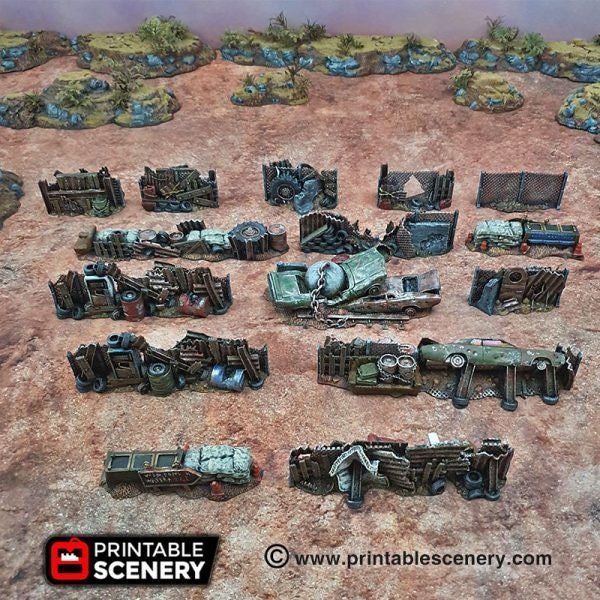 Junk Barricades and Fences 15mm 20mm 28mm 32mm for Gaslands Terrain, Fallout Wasteland Urban Post-Apocalyptic, This is Not a Test