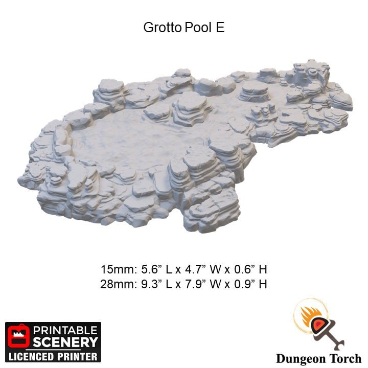 Grotto Cavern Pools 15mm 28mm for D&D Terrain, DnD Pathfinder Cavern Underdark Out of the Abyss