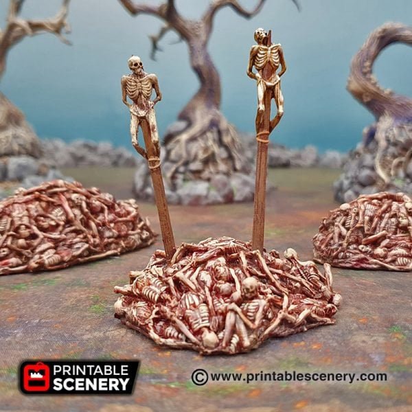 Impaled Skeletons 15mm 20mm 28mm 32mm for D&D Terrain, DnD Shadowfell Pathfinder Demon Post-Apocalyptic Wargame