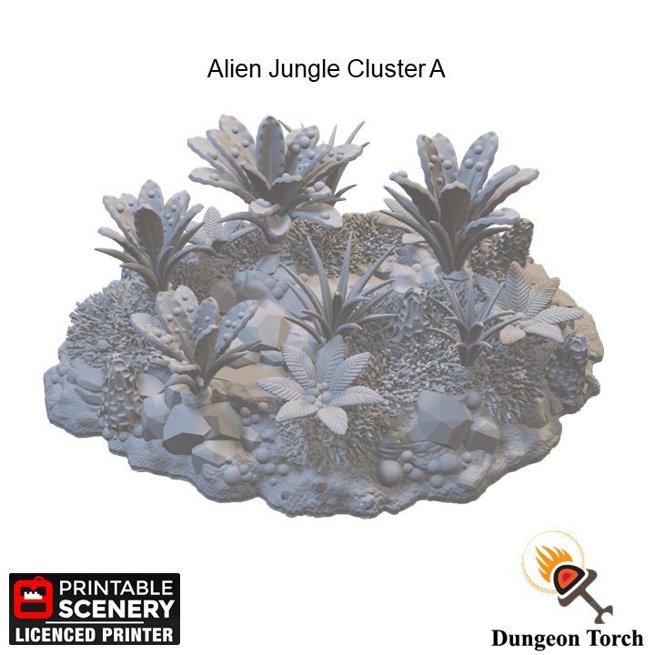 Alien Jungle Plant Clusters 28mm for Warhammer 40k Terrain, D&D Terrain, Star Wars Legion Terrain, Jungle Terrain