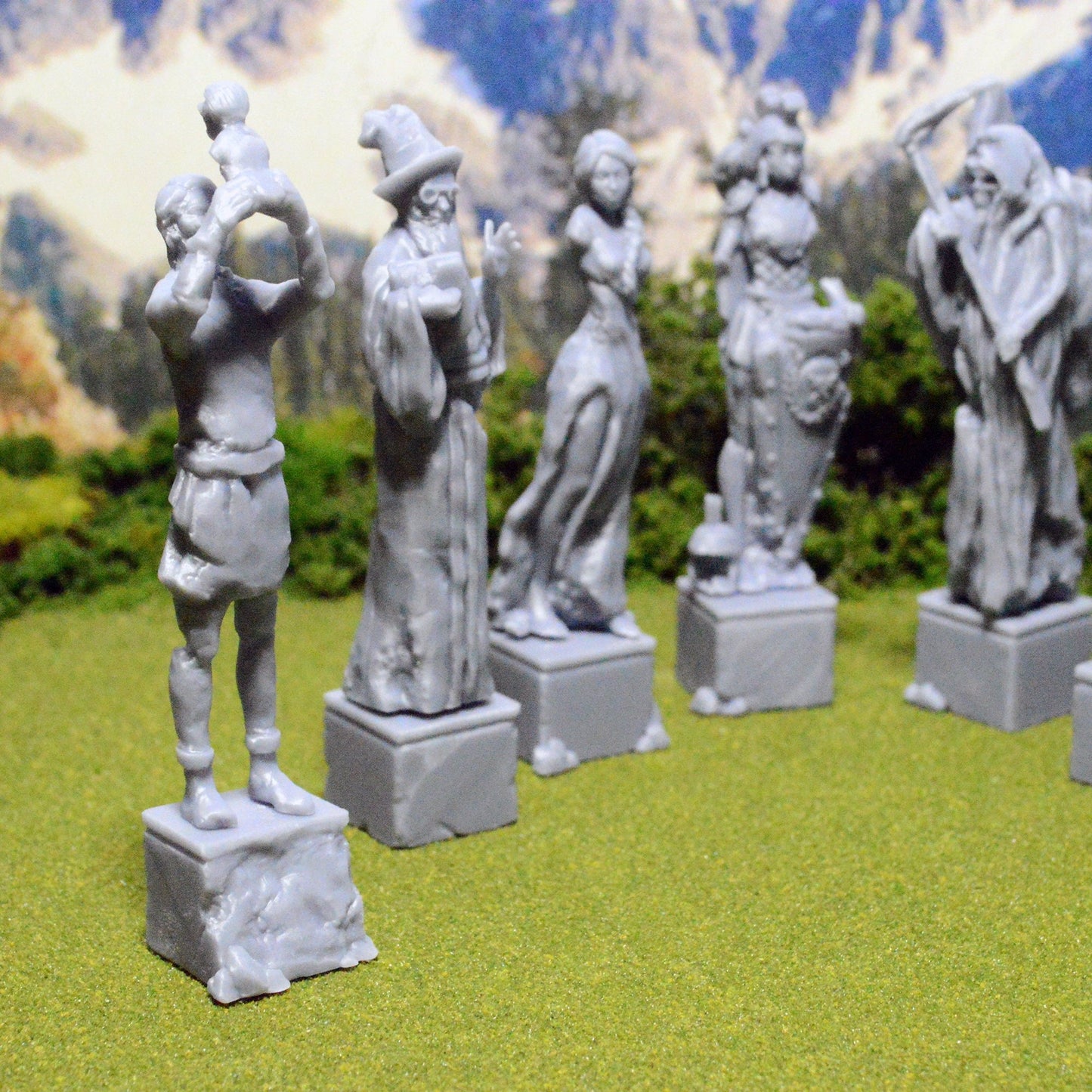 Guardian Statues 28mm 32mm for D&D Terrain, DnD Pathfinder Shadowfell, Miniature Stone Statues