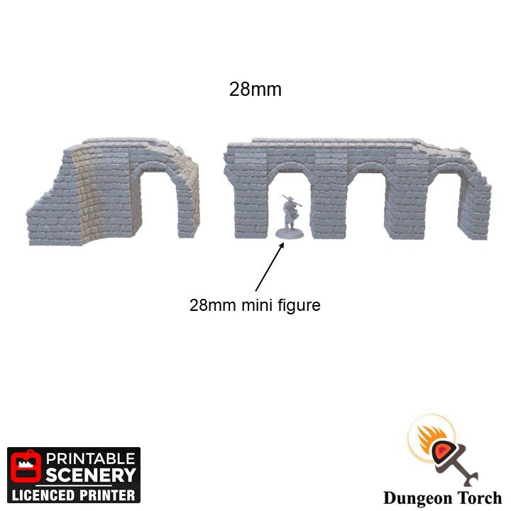 Ancient Aqueduct Ruins 15mm 28mm 32mm for D&D Terrain, DnD Sci-Fi Warhammer 40k New Eden Ancient Civilization Miniature Aqueduct Ruins