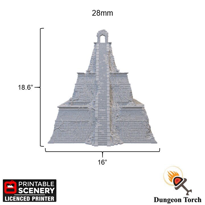Pyramid of K'aas Ruined 15mm 28mm for D&D Terrain, Pathfinder Warhammer 40k, New Eden Ruins, Prison of K'aas DnD 5e Module