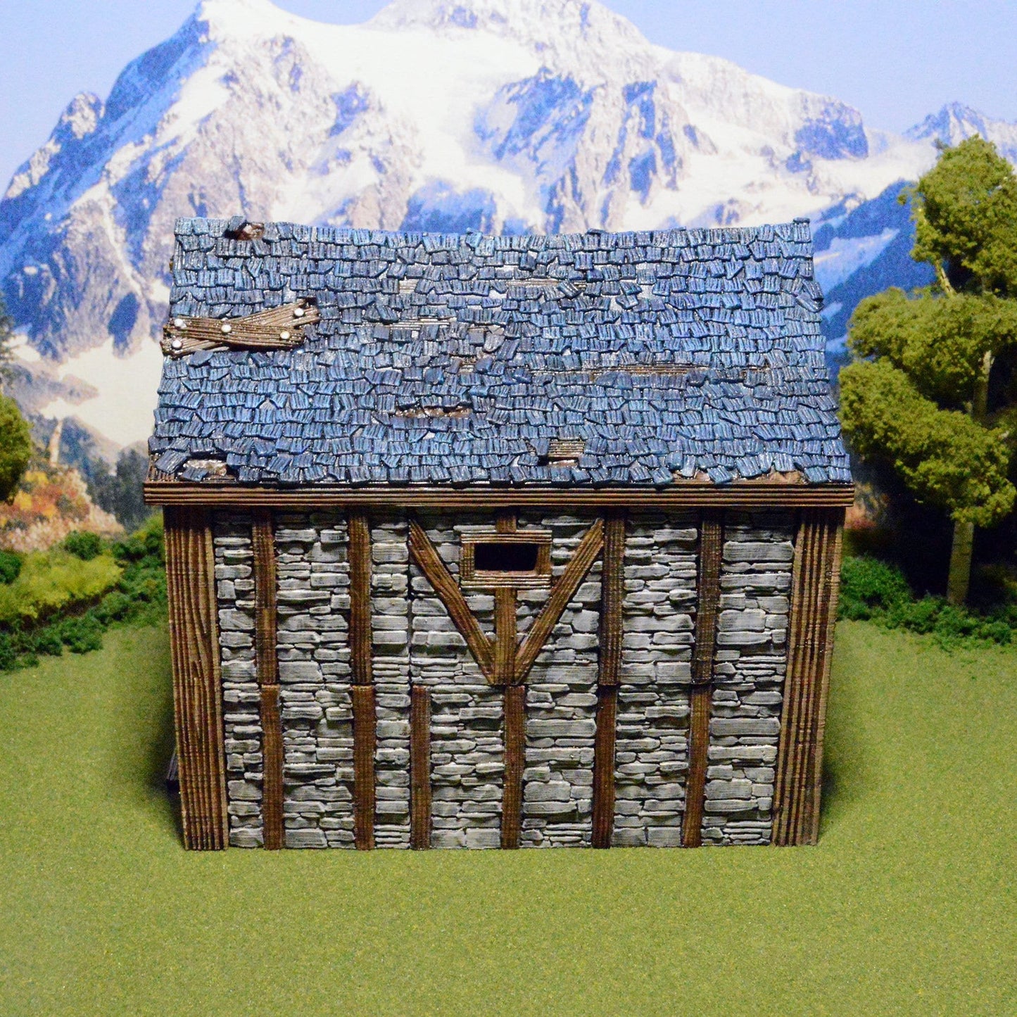DnD Miniature Stone Barn 28mm, Modular OpenLOCK Building, D&D Pathfinder Medieval Terrain, Gift for Tabletop Gamers
