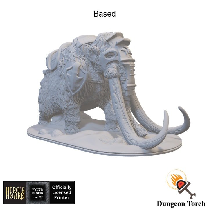 Armored Wooly Mammoth 15mm 28mm 32mm 56mm for D&D Icewind Dale Terrain, Pathfinder Terrain, DnD Arctic Frozen Snowy Icy Animal