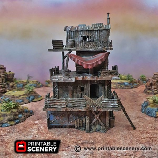 Slum Stacks 20mm 28mm 32mm for Gaslands Terrain, Fallout Post-Apocalyptic Urban Housing, Shanty Village, Gift for Tabletop Gamers