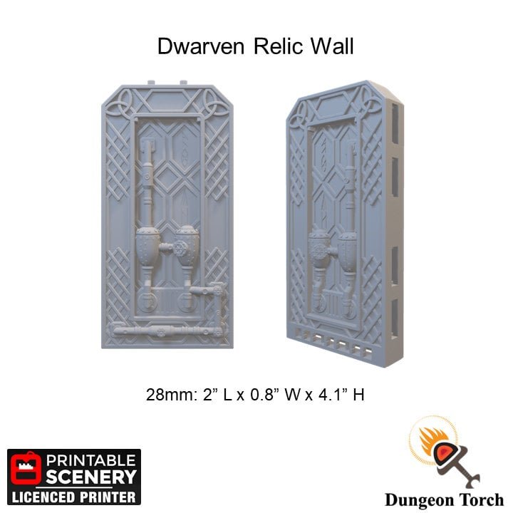 Dwarven Relic Wall Tile 28mm, Modular OpenLOCK Building Tiles, D&D DnD Pathfinder Dungeon Terrain