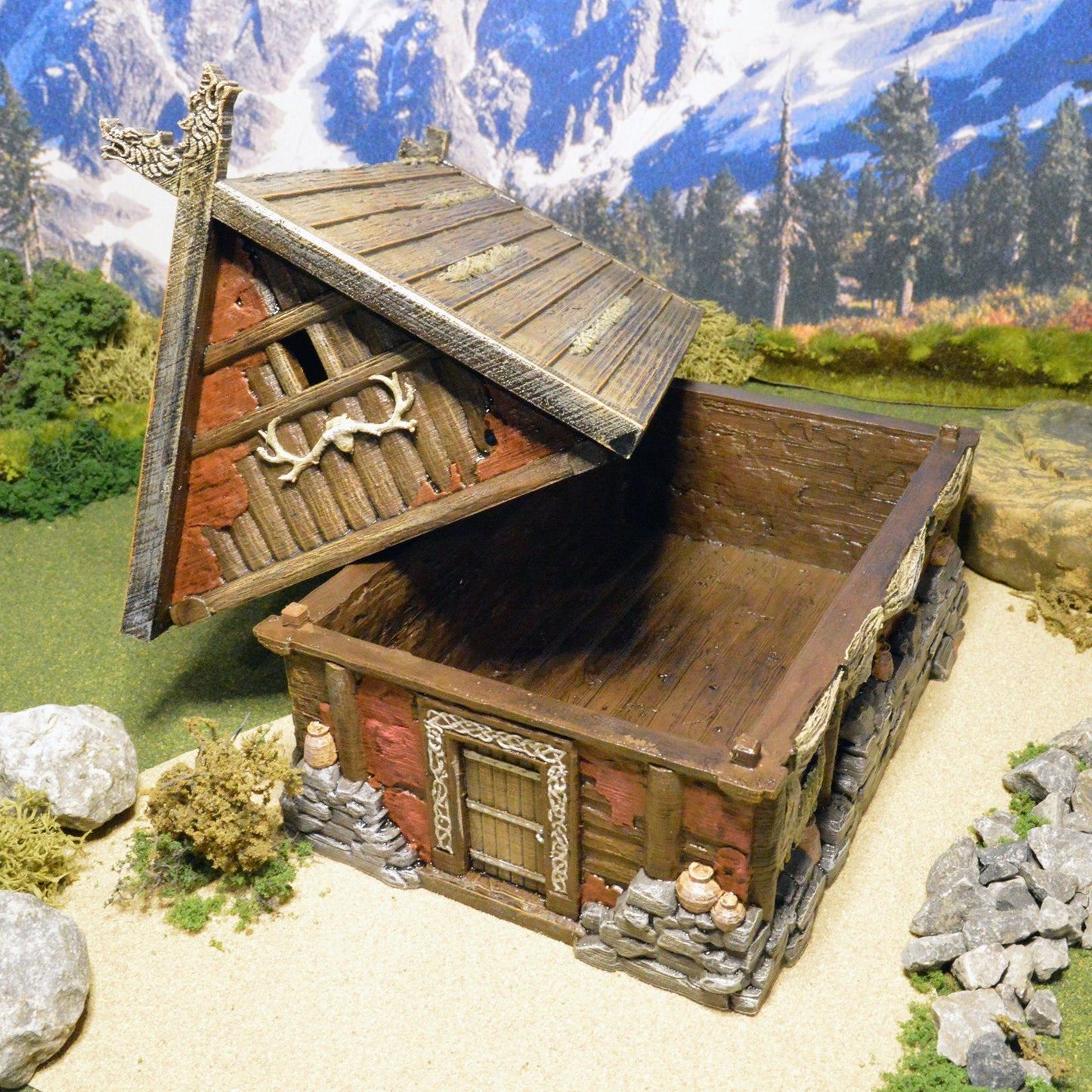 Miniature Viking House 15mm 28mm D&D Terrain, DnD Pathfinder Barbarian Norse Home Cabin Cottage