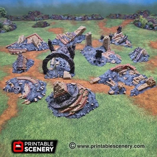 Eden Scatter Ruins 15mm 28mm for D&D Terrain, DnD Pathfinder Warhammer 40k Sci-Fi Fantasy Ancient Alien Rubble