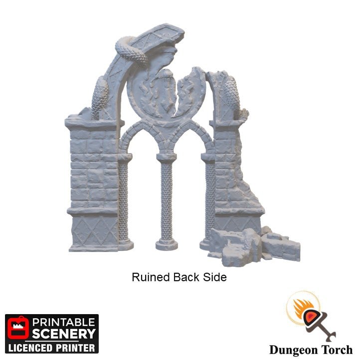 Dragon Archway Ruins 15mm 28mm 32mm for D&D Terrain, DnD Pathfinder Warhammer 40k Fantasy
